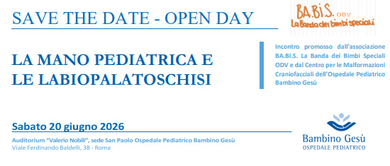 Open Day BA.BI.S. del 20 giugno 2026: insieme per la mano pediatrica e le labiopalatoschisi